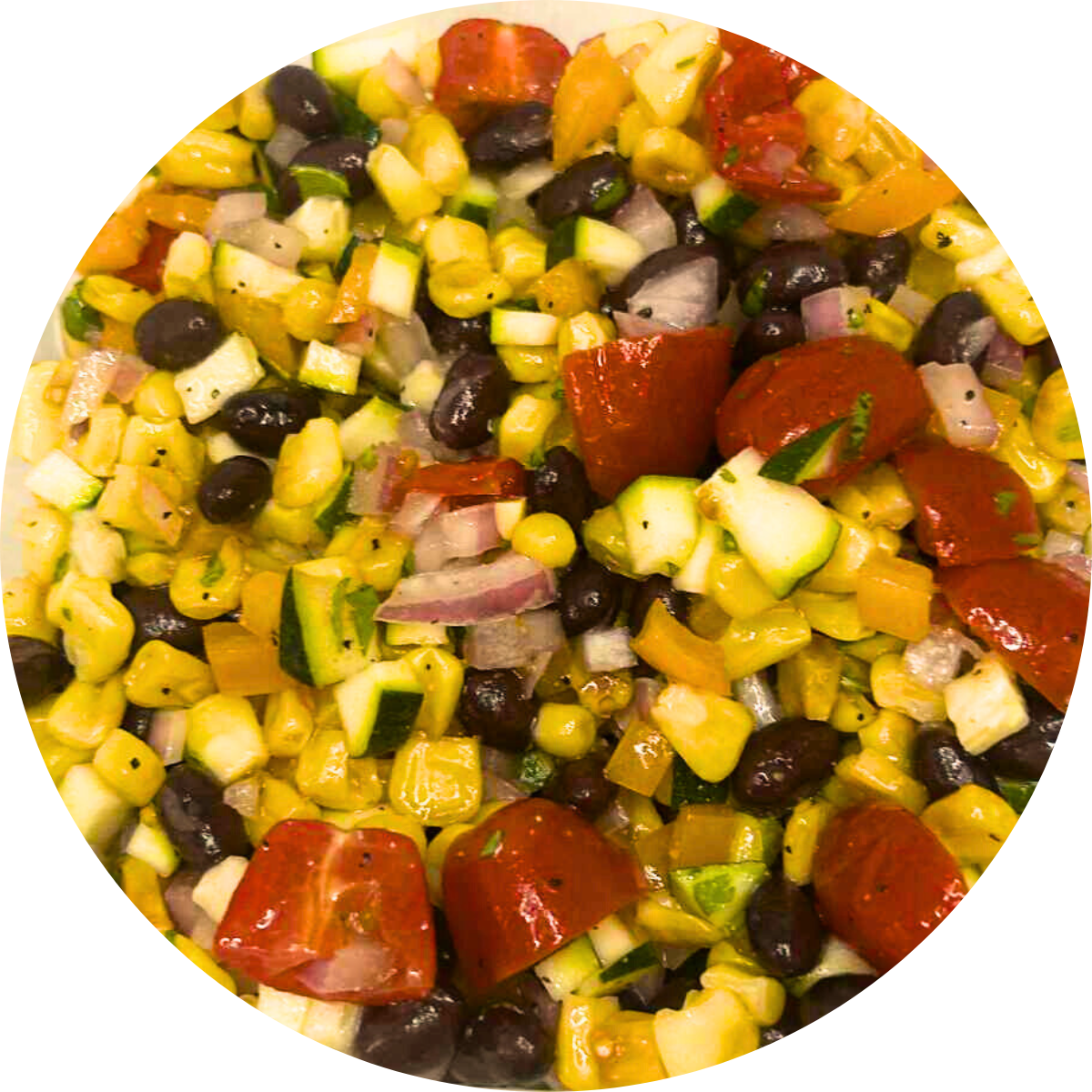 Salade d'été aux maïs grillés, salsa de  fraicheur et coriandre